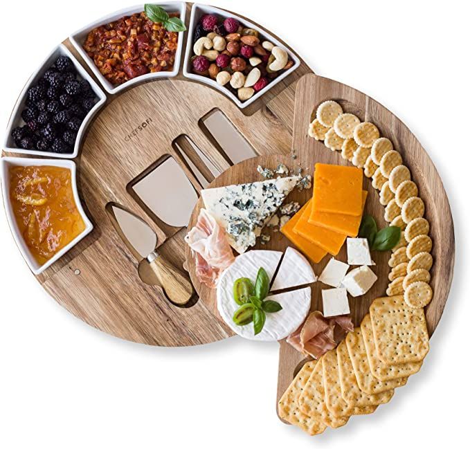 Cheese Cutting Board Set - Charcuterie Board Set and Cheese Serving Platter. US Patented 13 inch ... | Amazon (US)