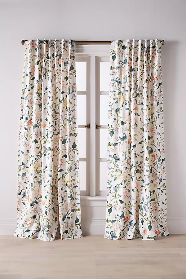 Hattie Organic Cotton Floral Printed Curtain | Anthropologie (US)