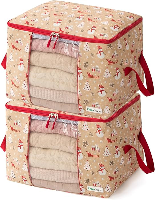 Chaos Cleared Canvas Storage Bags Designer Organizer 2 Pack – Seasonal Storage for Sweaters, Bl... | Amazon (US)