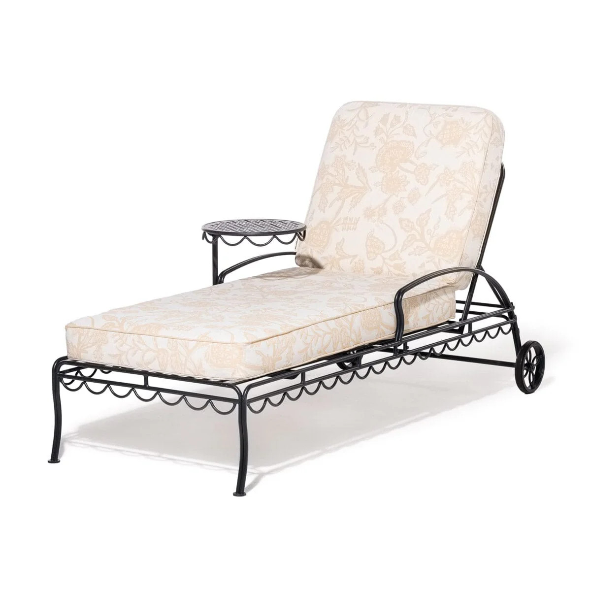 Al Fresco Sun Lounger in Hanalei Bay Natural Jacquard on Black Frame | Business & Pleasure Co.