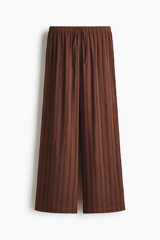 H & M - Wide-cut Pull-on Pants - Dark Brown/Striped | H&M (US + CA)