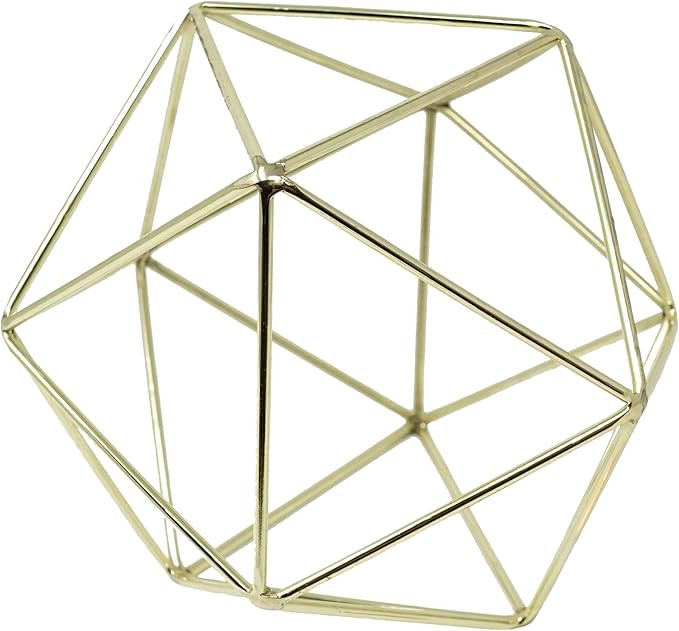 3D Geometric Himmeli Centerpiece & Hanging Ornament, Chrome Plated Metal - 6 Inch Size (Gold) | Amazon (US)