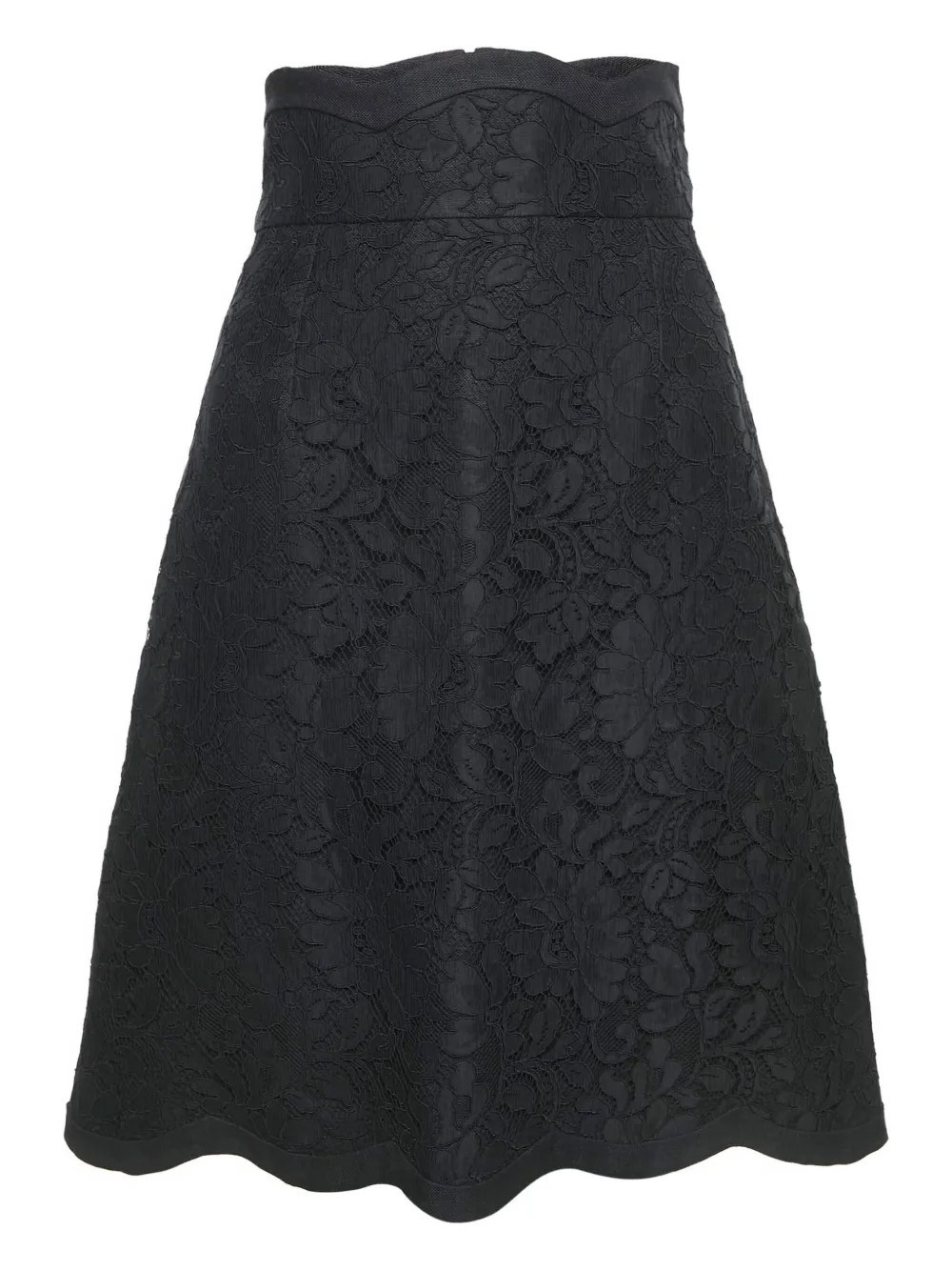Dolce & Gabbana Pre-Owned scallop-hem floral-lace skirt - Black | Farfetch Global