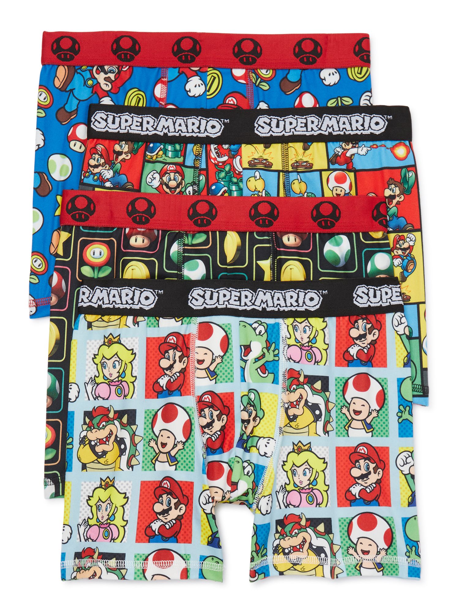 Super Mario Bros Boys All Over Print Boxer Briefs Underwear, 4-Pack, Sizes XS-XL | Walmart (US)