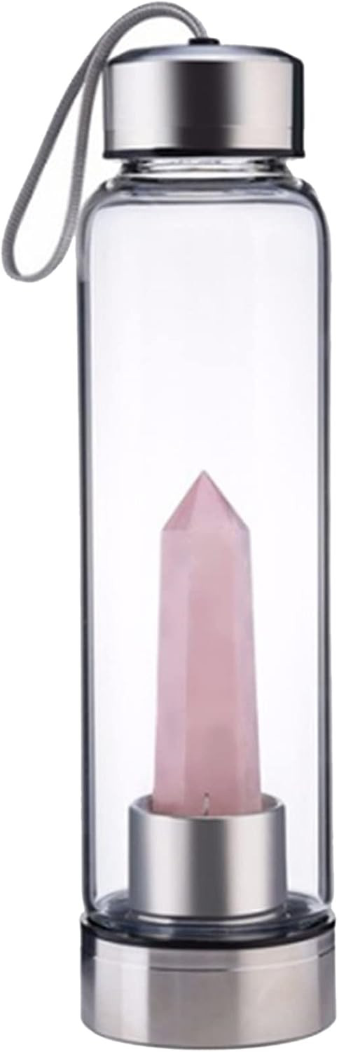 ChezMax Crystal Glass Water Bottle Energy Quartz Gemstone Water Bottle with Changeable Natural Cr... | Amazon (US)
