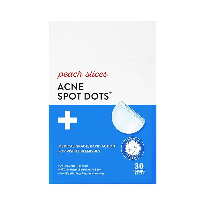 Peach Slices - Acne Spot Dots (30 ct) - Hydrocolloid Pimple Patches for Face - Absorb Gunk, Prote... | Amazon (US)