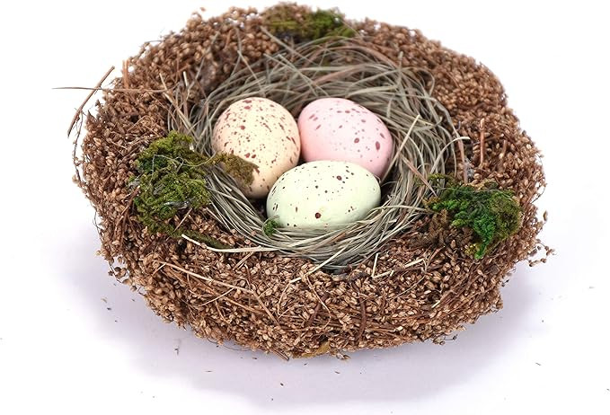 4.5 Inch Bird's Nest with Eggs, Artificial, Pink, Yellow and Green- Spring and Easter Decor, 4.5 ... | Amazon (US)