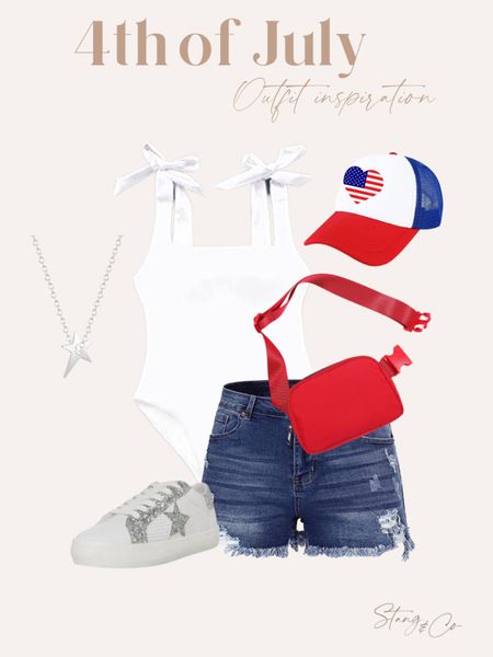 4th of July outfit inspiration 

Star necklace - one piece white bathing suit - USA hat - flag hat - crossbody bag - cutoff denim shorts - star tennis shoes - sneakers - Steve Madden

#LTKshoecrush #LTKstyletip #LTKunder50