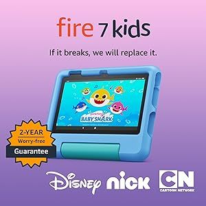 Amazon Fire 7 Kids Tablet (2022) - ages 3-7. 2 year worry-free guarantee, 10-hr battery, ad-free ... | Amazon (US)
