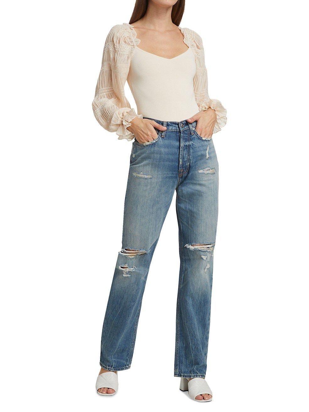 Gillian Shirred-Sleeve Bodysuit | Saks Fifth Avenue