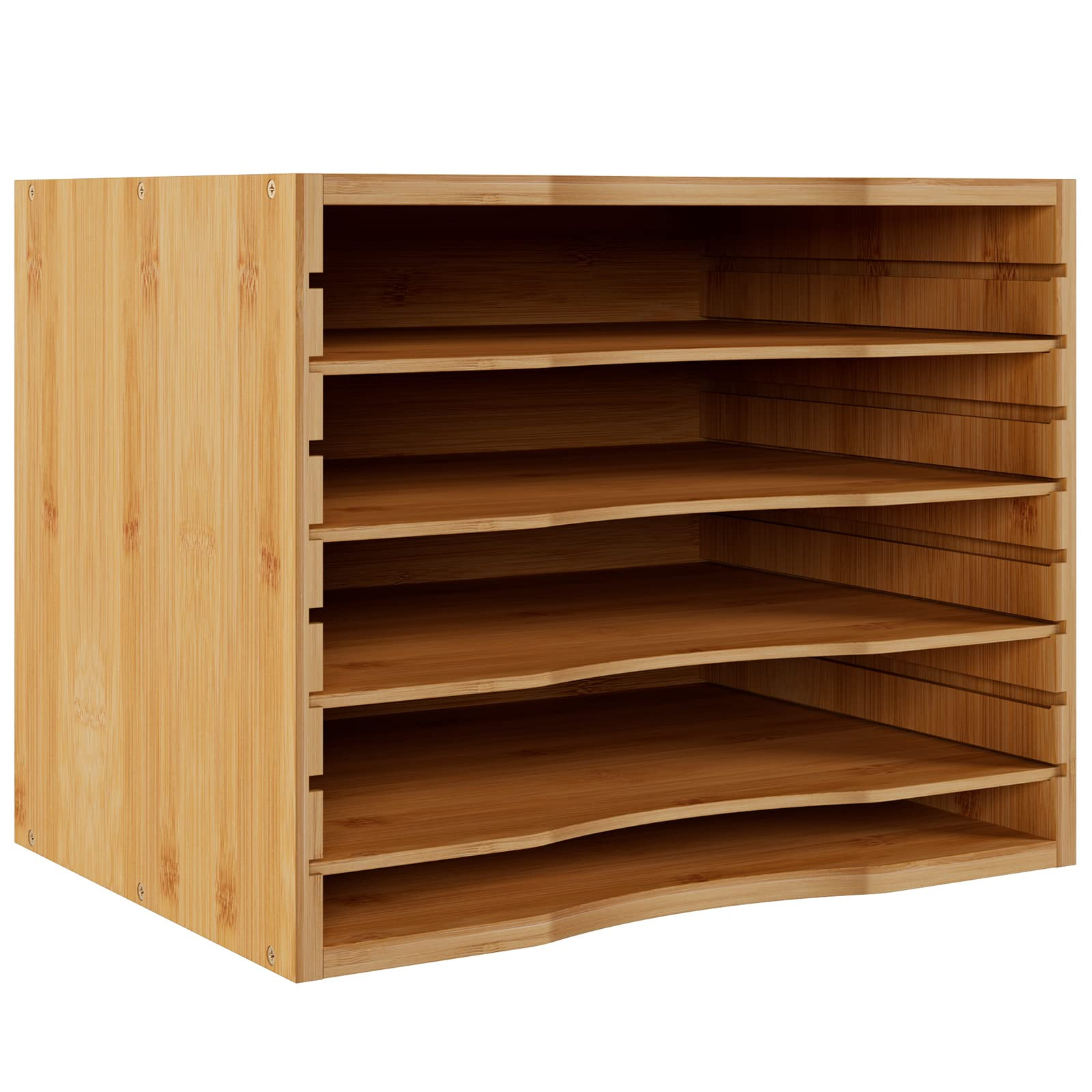 Bamjoy Bamboo 5 Tier Desktop Organizer, Paper Organizer Mail Sorter, File Holder Letter Document ... | Amazon (US)