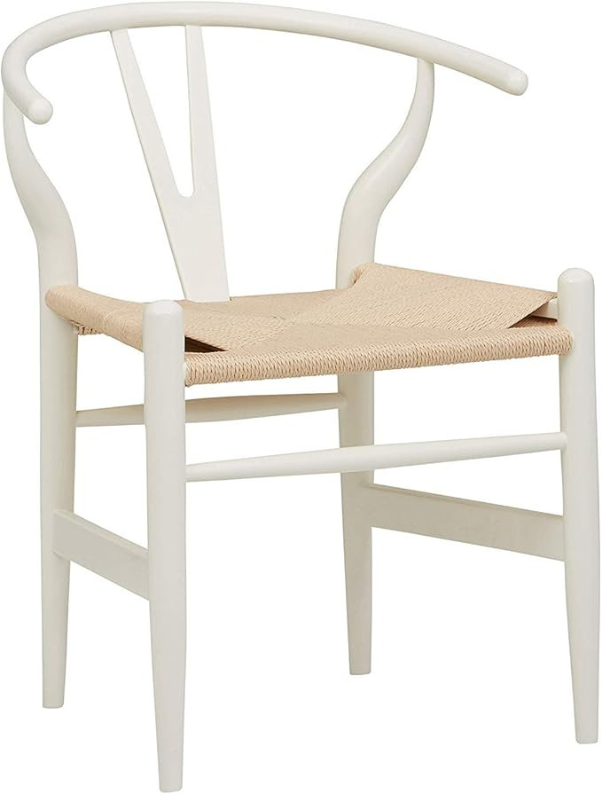 Amazon Brand - Stone & Beam Classic Wishbone Dining Chair, 22.4"W, White / Natural | Amazon (US)