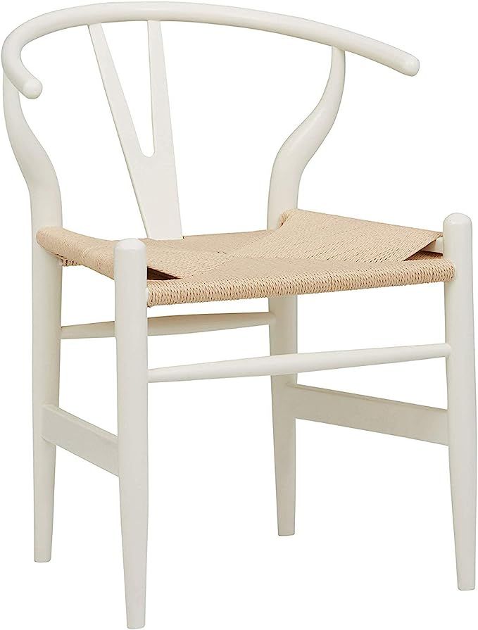 Amazon Brand - Stone & Beam Classic Wishbone Dining Chair, 22.4"W, White / Natural | Amazon (US)