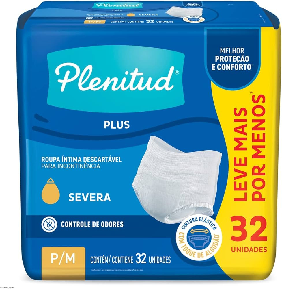 Plenitud Protect Plus - Roupa Íntima para Incontinência, tamanho P/M, 32 unidades | Amazon (BR)