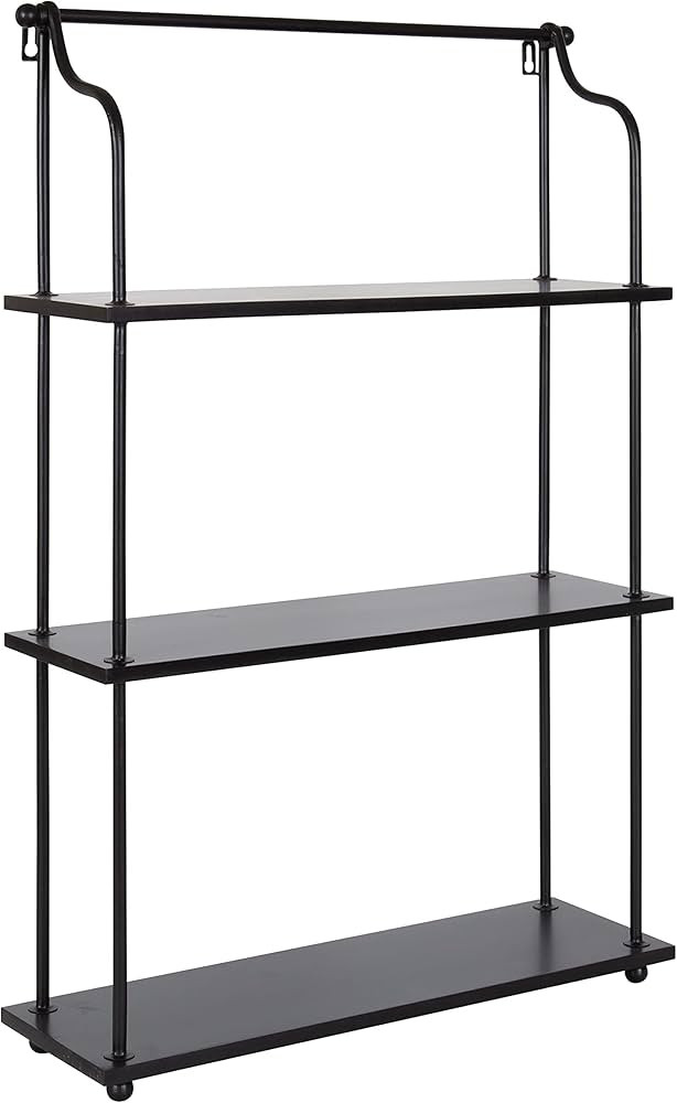 Kate and Laurel Walters Modern 3-Tier Hanging Shelf, 21 x 32, Black, Decorating Wall Mounted Stor... | Amazon (US)