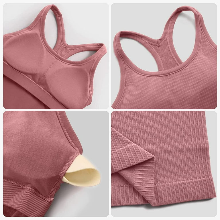 Women's Ribbed Workout Tank Tops with Built in Bra Racerback Athletic Top | Walmart (US)