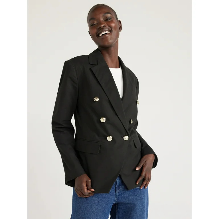 Free Assembly Women’s Double Breasted Blazer, Sizes XS-XXXL | Walmart (US)