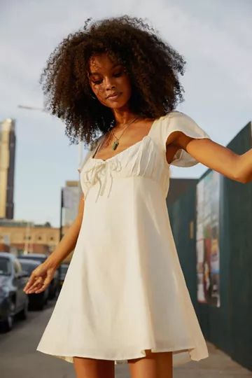 UO Blake Linen Mini Dress | Urban Outfitters (US and RoW)