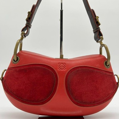 LOEWE Anagram Turnlock Leather Shoulder Bag Red Bordeaux  | eBay | eBay US