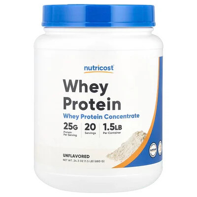 Nutricost, Whey Protein Concentrate, Unflavored, 1.5 lb (680 g) | iHerb