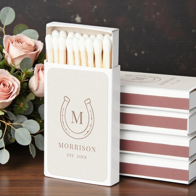 Horseshoe Country Western Monogram Wedding Matchboxes | Zazzle | Zazzle