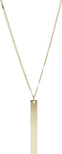 Fossil Women's Plated Stainless Steel Engravable Personalized Gift Pendant Chain Necklace | Amazon (US)