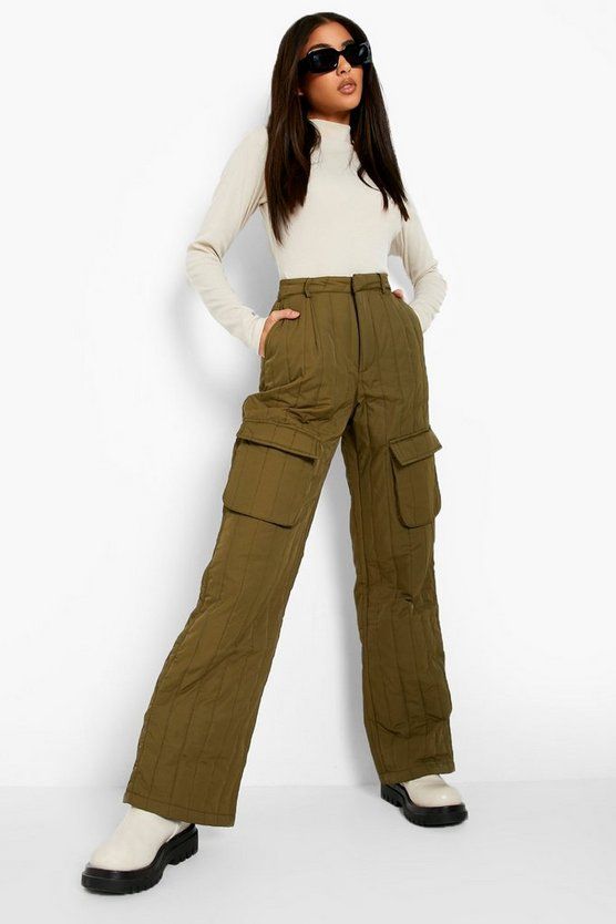 Quilted Satin Cargo Pants | Boohoo.com (US & CA)