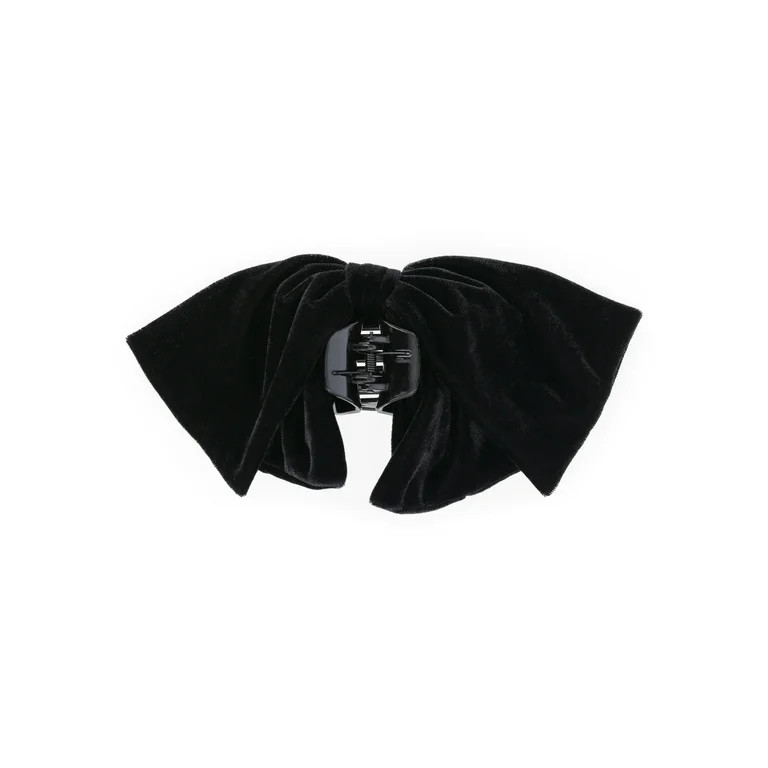 Time and Tru Women's Velvet Bow Hair Claw Clip, Black | Walmart (US)