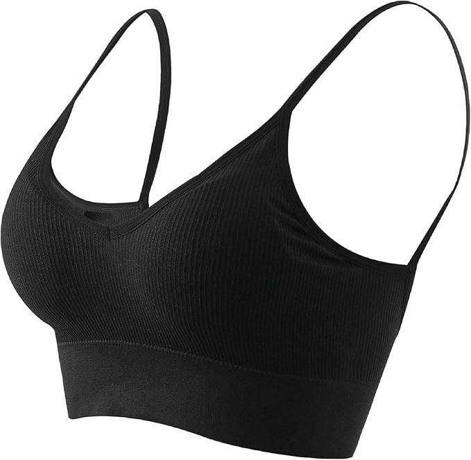 Anmose Sports Bras Tank top Low Back Sleep Bra Seamless Without Steel Ring V Neck Cami Everyday B... | Amazon (US)