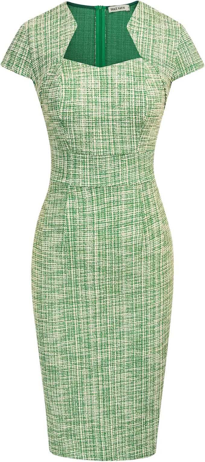 GRACE KARIN Women's Gorgeous Work Pencil Dress Cap Sleeve Sexy Bodycon Dress | Amazon (US)