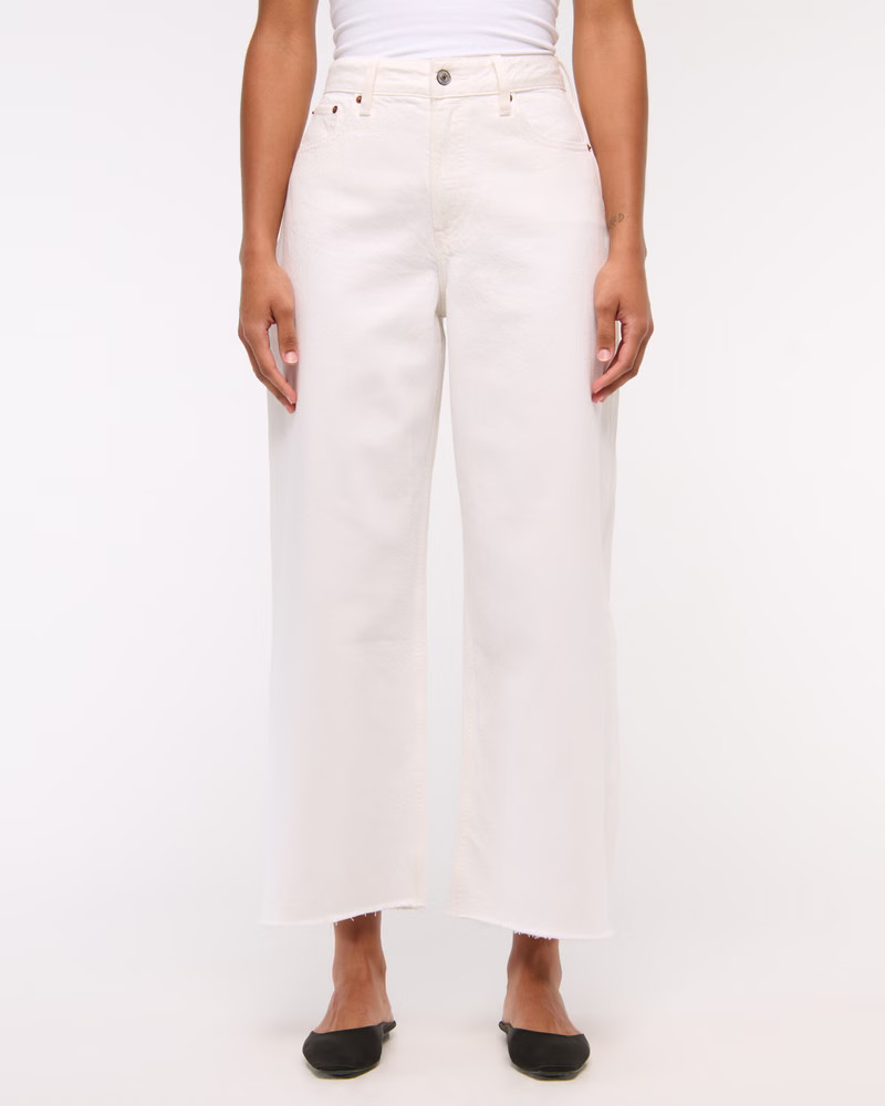 Women's Curve Love High Rise Cropped Wide Leg Jean | Women's Bottoms | Abercrombie.com | Abercrombie & Fitch (US)