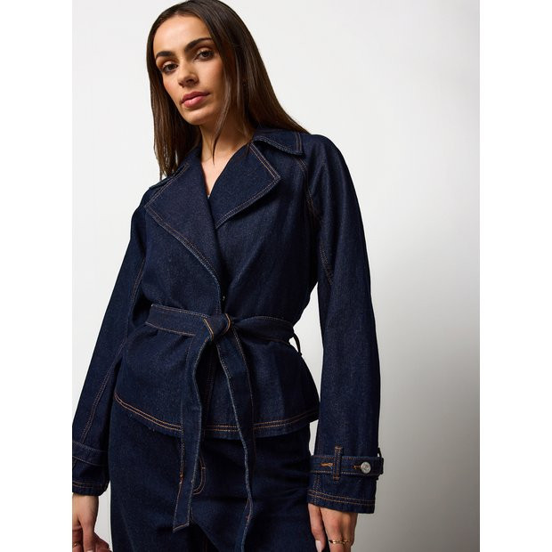 Blue Denim Short Trench Coat 22 | Tu Clothing