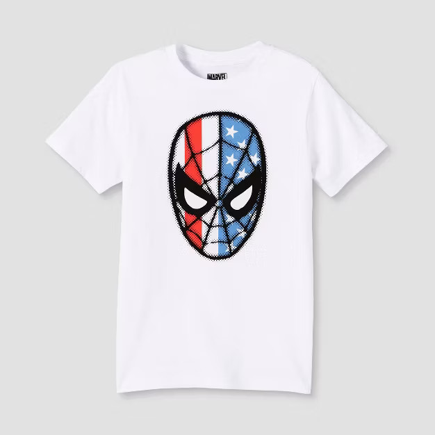 Boys' Marvel Spider-Man Americana Short Sleeve Graphic T-Shirt - White | Target