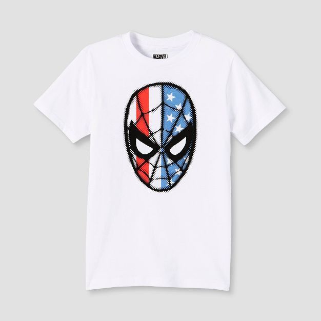 Boys' Marvel Spider-Man Americana Short Sleeve Graphic T-Shirt - White | Target