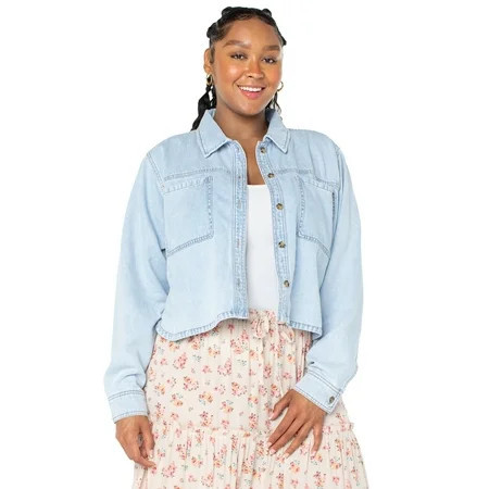Celebrity Pink Women s Long Sleeve Denim Shirt Sizes XS-4X | Walmart (US)