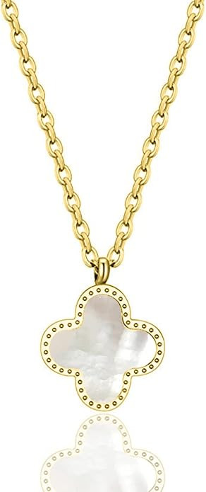 Clover Necklaces for Women | Four Leaf Clover Necklace Pendant | Lovely Gift - White | Amazon (US)