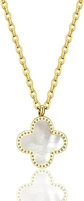 Clover Necklaces for Women | Four Leaf Clover Necklace Pendant | Lovely Gift - White | Amazon (US)