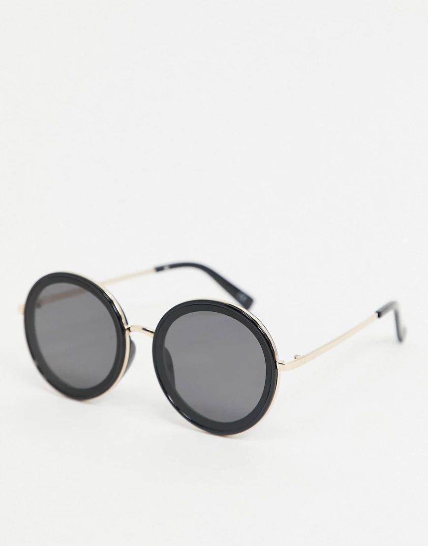 Jeepers Peepers round retro sunglasses in black with gold frame | ASOS (Global)