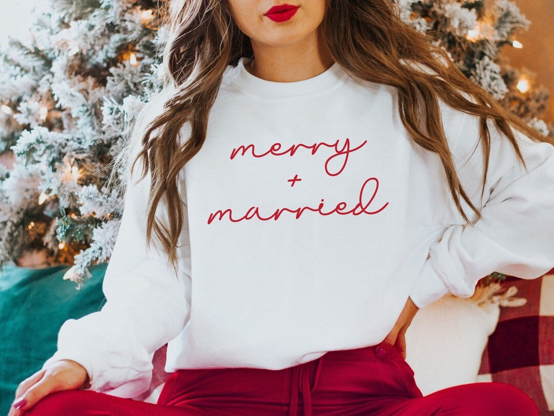 Christmas Crewneck Merry Sweatshirt Just Married Shirts - Etsy | Etsy (US)