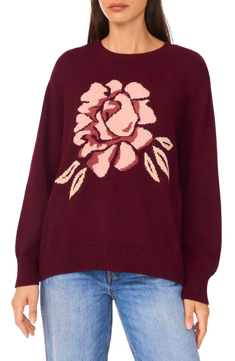 CeCe Floral Jacqard Sweater | Nordstromrack | Nordstrom Rack
