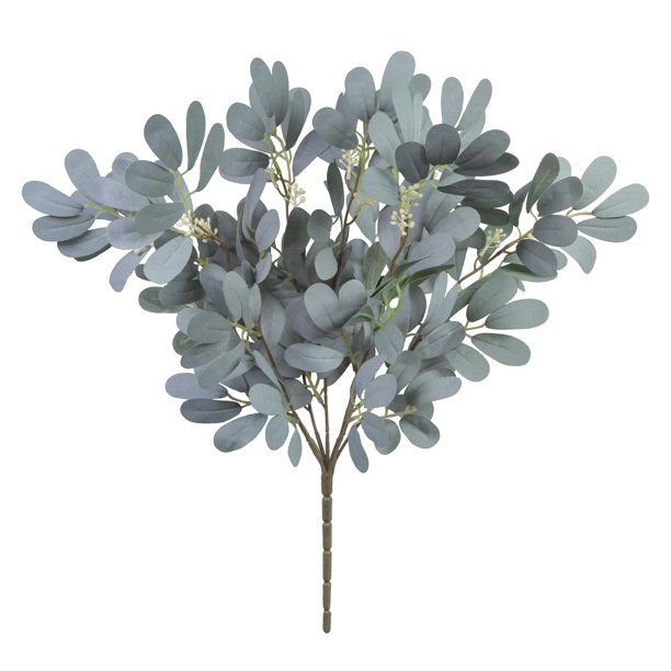 18" Artificial Silk Grey Green Eucalyptus & Berries Bush, by Mainstays - Walmart.com | Walmart (US)