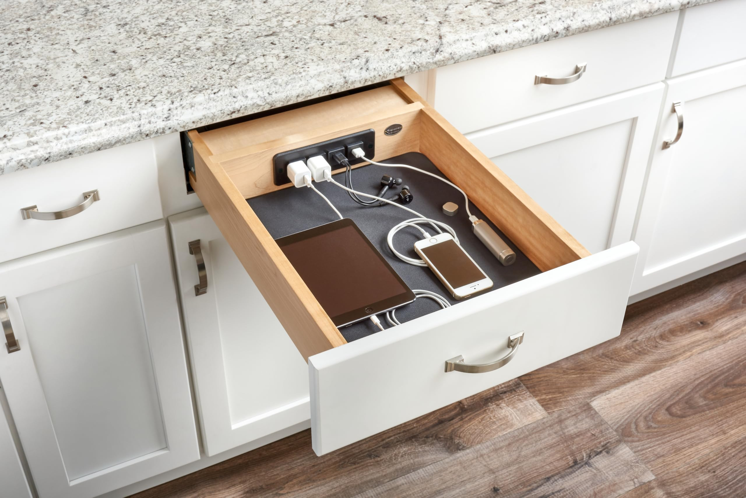 REV-A-SHELF Wood Base Cabinet Charging Drawer Replacement System w/Soft-Close | Amazon (US)