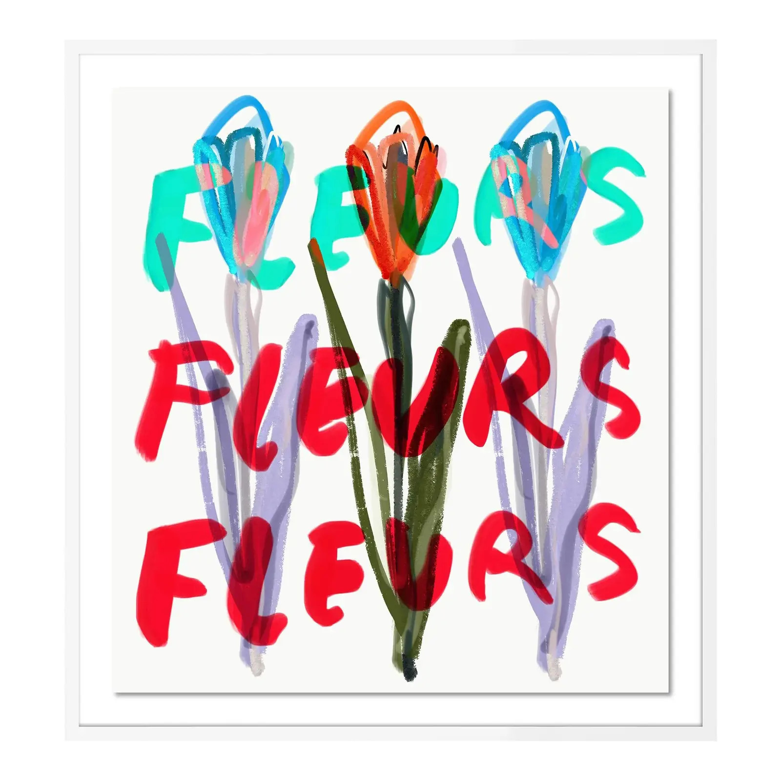 Fleurs Fleurs Fleurs by Annie Naranian in White Frame, Medium Art Print | Chairish