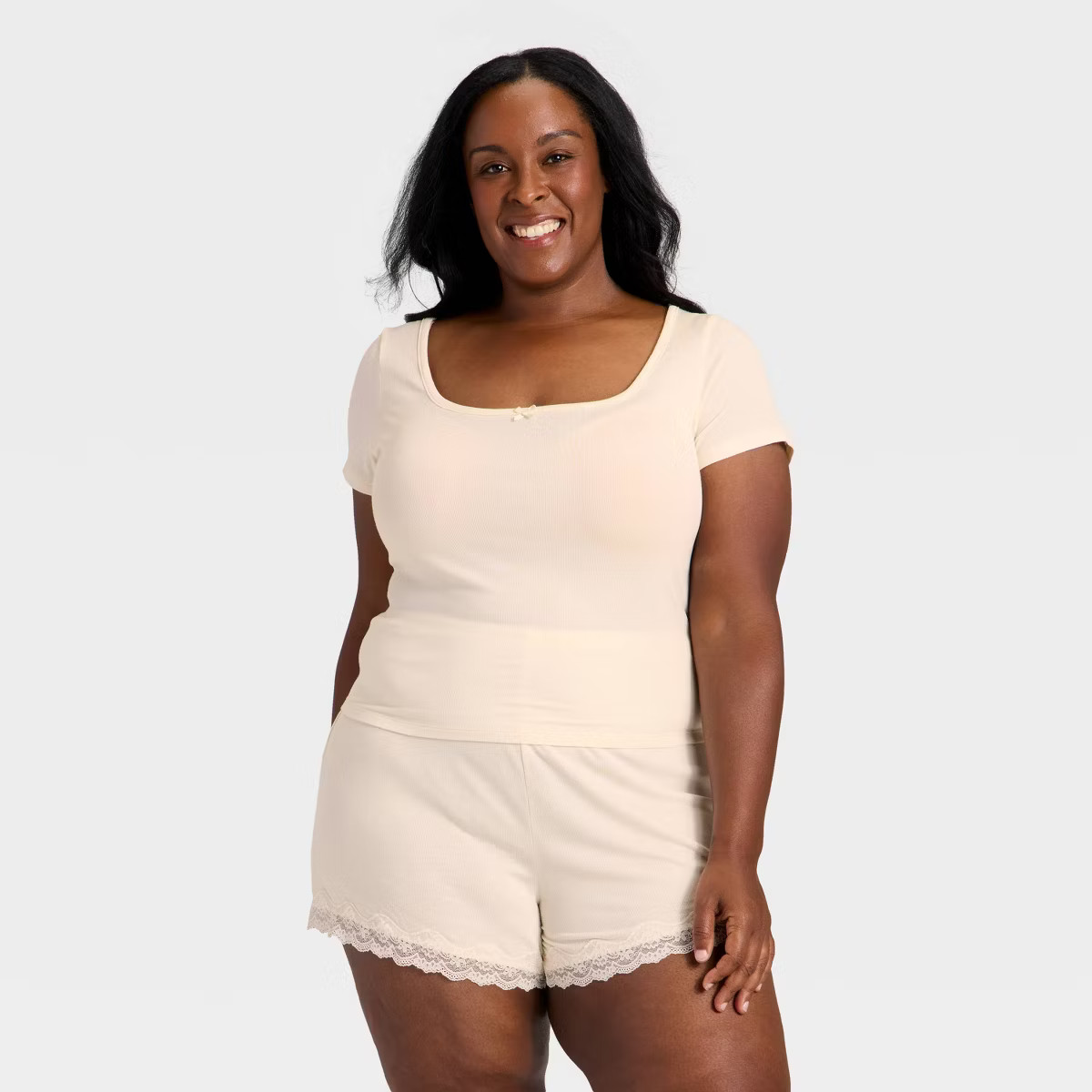 Women's Ribbed Short Sleeve Shirt and Shorts Pajama Set - Auden™ | Target