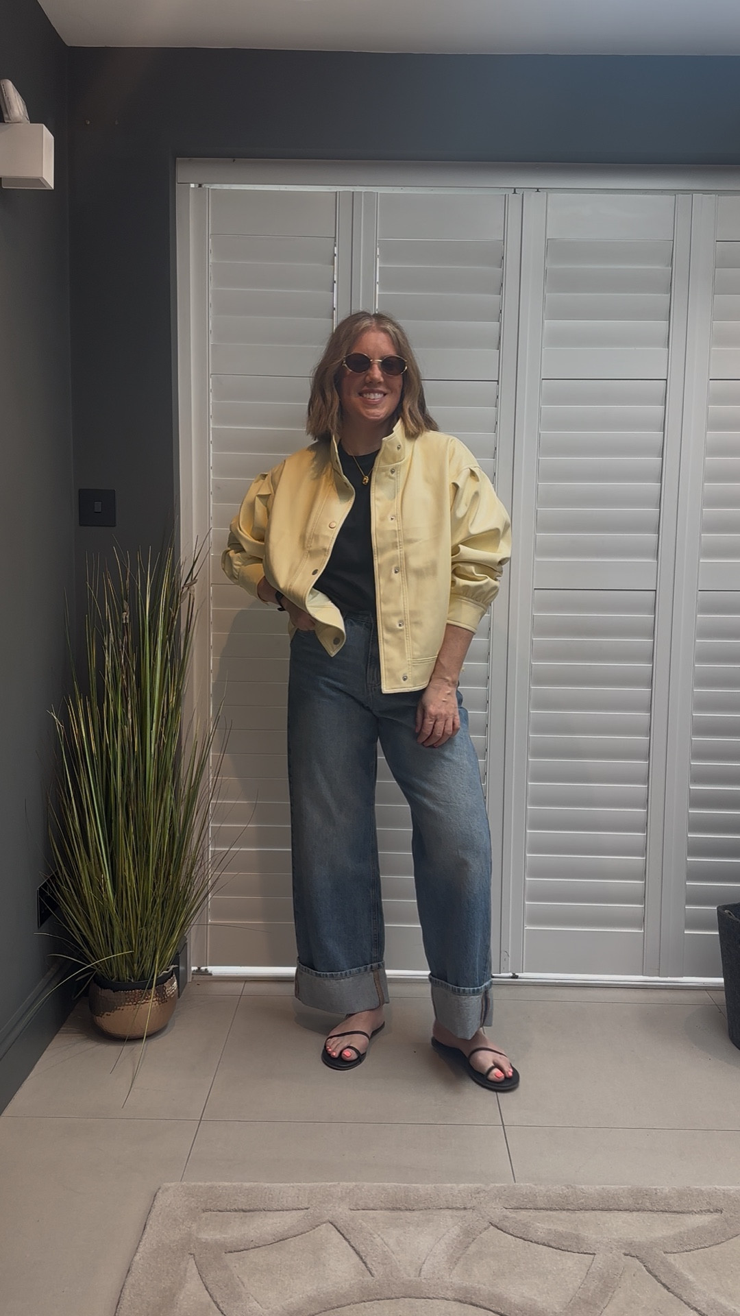 Spring outfit ideas. Yellow faux leather jacket, turn up jean

#LTKuk #LTKspring #LTKstyletip