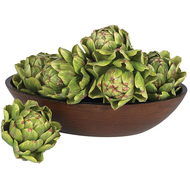 Nearly Natural Green Plastic 5-inch Decorative Artichokes (Set of 6) | Bed Bath & Beyond