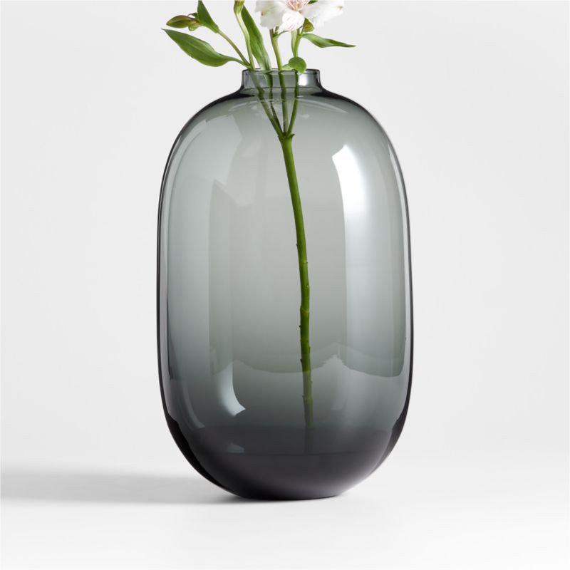 Zeri Smoke Grey Glass Vase 13" + Reviews | Crate & Barrel | Crate & Barrel