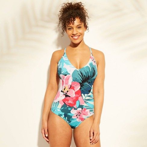 Women's Scoop Back One Piece Swimsuit - Kona Sol™ Tropical Print | Target