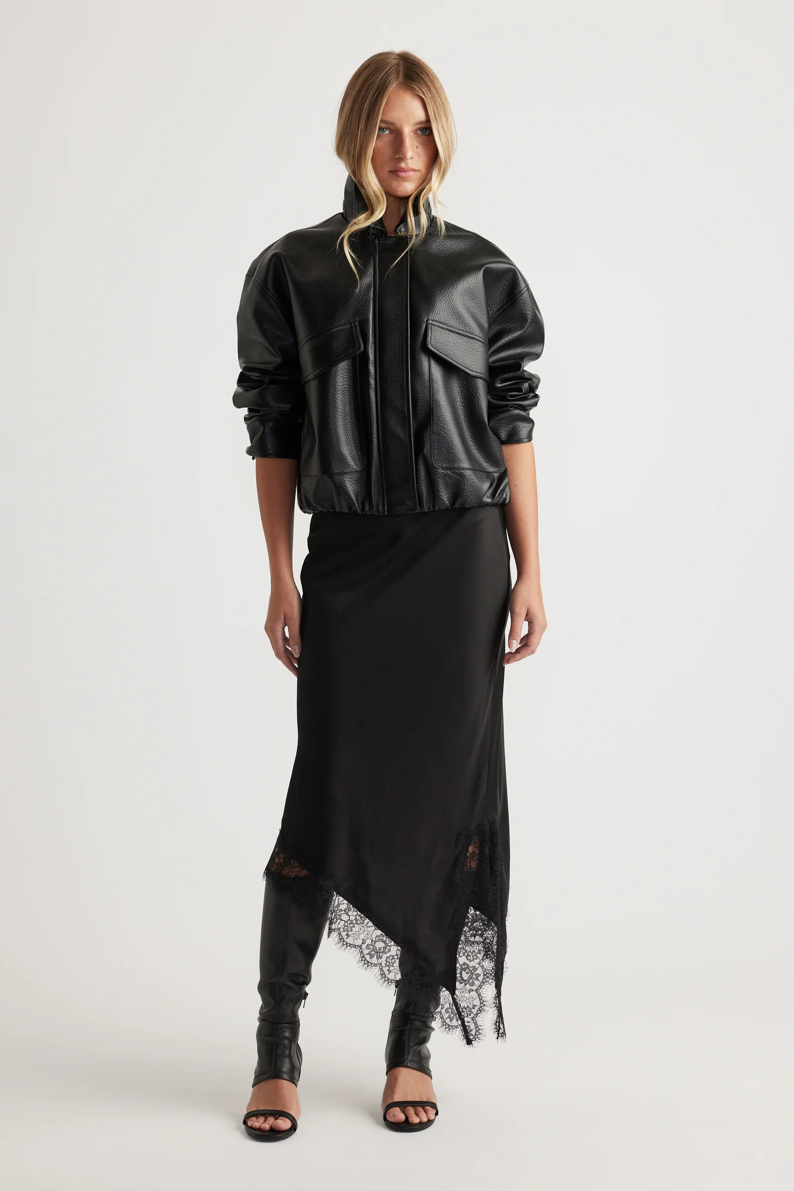 Karla Lace Slip Skirt - Black | DECJUBA