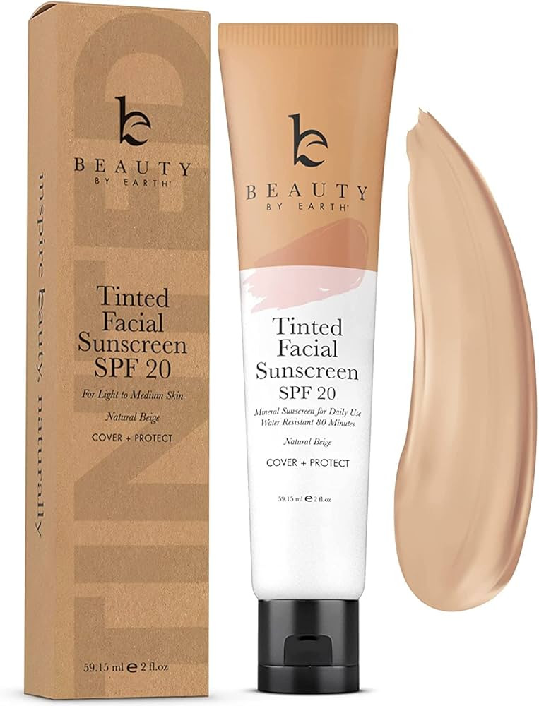 Tinted Sunscreen for Face - SPF 20 With Natural & Organic Ingredients Broad Spectrum Sunblock Lot... | Amazon (US)